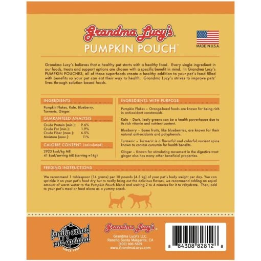 Grandma Lucy's Pumpkin Pouch Inflammation Freeze-Dried Dog & Cat Food Topper, 6-oz Bag -Dog Supplies 234286 PT1. AC SS1800 V1676647311