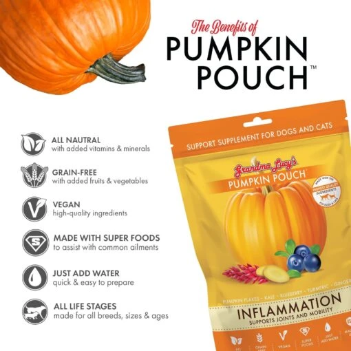 Grandma Lucy's Pumpkin Pouch Inflammation Freeze-Dried Dog & Cat Food Topper, 6-oz Bag -Dog Supplies 234286 PT2. AC SS1800 V1676648055