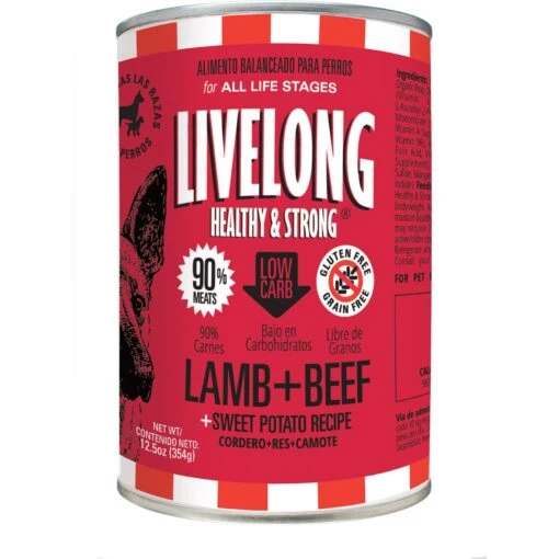 Livelong Healthy & Strong Lamb, Beef & Sweet Potato Recipe Wet Dog Food, 12.5-oz Can, Case Of 12 -Dog Supplies 235064 MAIN. AC SS1800 V1678718145