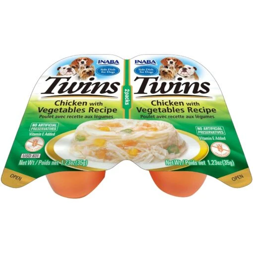 Inaba Twins Chicken With Vegetables Recipe Grain-Free Dog Food Topper, 1.23-oz, Pack Of 2 -Dog Supplies 236004 MAIN. AC SS1800 V1591633873