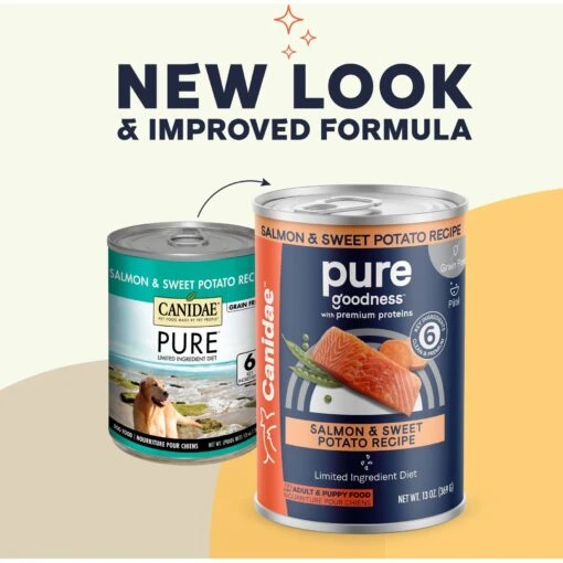 CANIDAE PURE All Stages Grain-Free Limited Ingredient Salmon & Sweet Potato Recipe Canned Dog Food, 13-oz -Dog Supplies 239824 PT1. AC SS1800 V1673648592