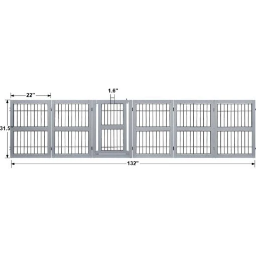 Unipaws 6 Panel Wooden Wire Dog Gate -Dog Supplies 241637 PT1. AC SS1800 V1593630068