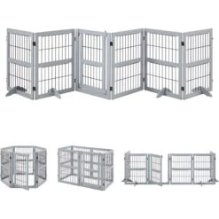 Unipaws 6 Panel Wooden Wire Dog Gate -Dog Supplies 241637 PT2. AC SS1800 V1657656385