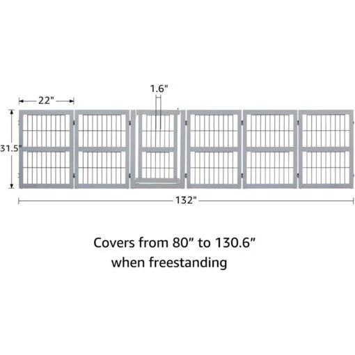 Unipaws 6 Panel Wooden Wire Dog Gate -Dog Supplies 241637 PT3. AC SS1800 V1657656385