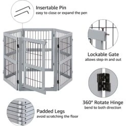 Unipaws 6 Panel Wooden Wire Dog Gate -Dog Supplies 241637 PT5. AC SS1800 V1657656385