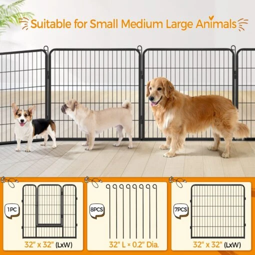 Yaheetech 8-Panel Dog Exercise Pen, Black -Dog Supplies 242638 PT4. AC SS1800 V1687375276