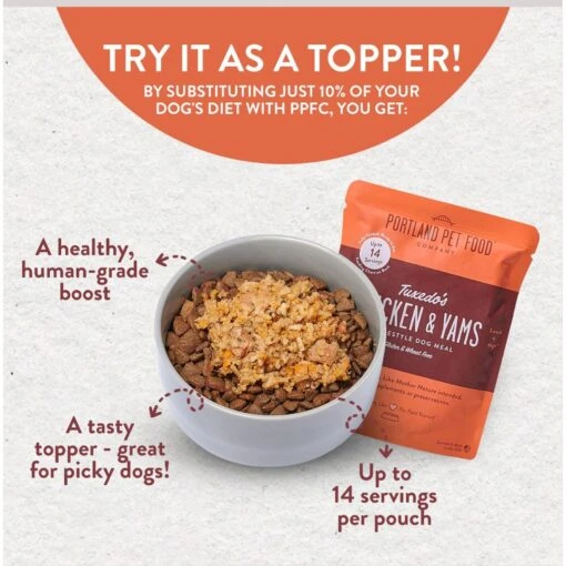 Portland Pet Food Company Tuxedo's Chicken & Yams Homestyle Wet Dog Food Topper, 9-oz Pouch, Case Of 4 -Dog Supplies 252877 PT3. AC SS1800 V1693247066