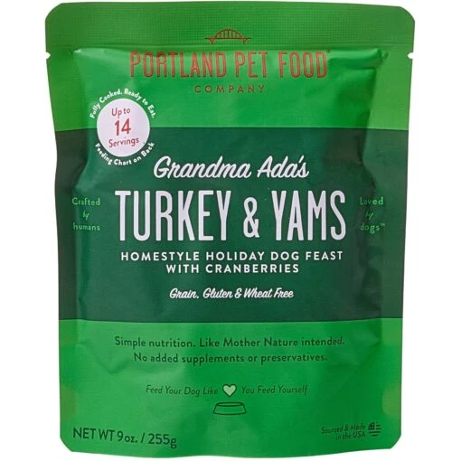 Portland Pet Food Company Grandma Ada's Turkey & Yams Homestyle Wet Dog Food Topper, 9-oz Pouch, Case Of 4 -Dog Supplies 252879 MAIN. AC SS1800 V1693229561