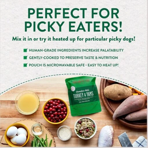 Portland Pet Food Company Grandma Ada's Turkey & Yams Homestyle Wet Dog Food Topper, 9-oz Pouch, Case Of 4 -Dog Supplies 252879 PT4. AC SS1800 V1693247833