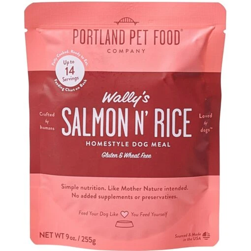 Portland Pet Food Company Wally's Salmon N' Rice Homestyle Wet Dog Food Topper, 9-oz Pouch, Case Of 4 -Dog Supplies 252881 MAIN. AC SS1800 V1693235528