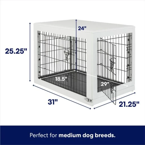 Frisco Double Door Furniture Style Dog Crate, White -Dog Supplies 253029 PT1. AC SS1800 V1645799239