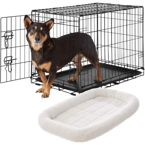 Frisco Fold & Carry Single Door Collapsible Wire Dog Crate & Frisco Quilted Dog Crate Mat -Dog Supplies 255493 MAIN. AC SS1800 V1603545084