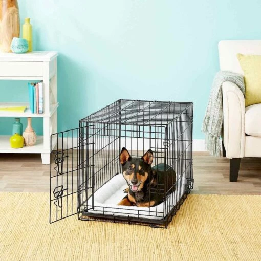 Frisco Fold & Carry Single Door Collapsible Wire Dog Crate & Frisco Quilted Dog Crate Mat -Dog Supplies 255493 PT2. AC SS1800 V1603545085