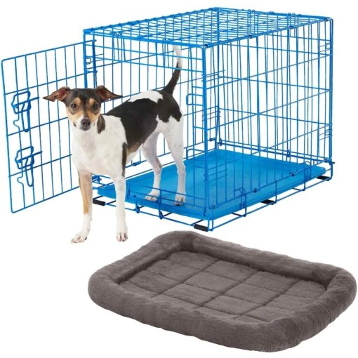 Frisco Fold & Carry Single Door Collapsible Wire Dog Crate & Frisco Quilted Plush Dog Crate Mat -Dog Supplies 255501 MAIN. AC SS1800 V1604097747