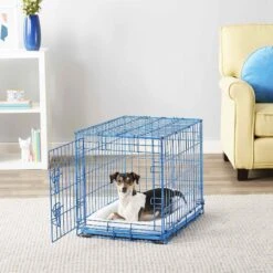 Frisco Fold & Carry Single Door Collapsible Wire Dog Crate & Frisco Quilted Plush Dog Crate Mat -Dog Supplies 255501 PT2. AC SS1800 V1604097714