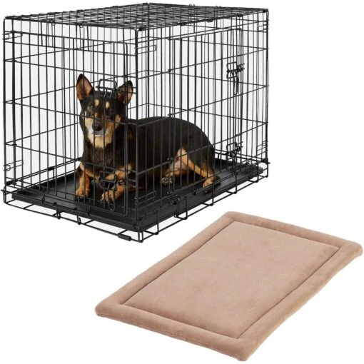 Frisco Heavy Duty Fold & Carry Double Door Collapsible Wire Dog Crate & Frisco Micro Terry Dog Crate Mat -Dog Supplies 255531 MAIN. AC SS1800 V1604149312