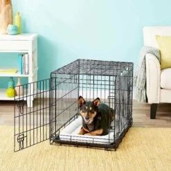 Frisco Heavy Duty Fold & Carry Double Door Collapsible Wire Dog Crate & Frisco Micro Terry Dog Crate Mat -Dog Supplies 255531 PT2. AC SS1800 V1604149293