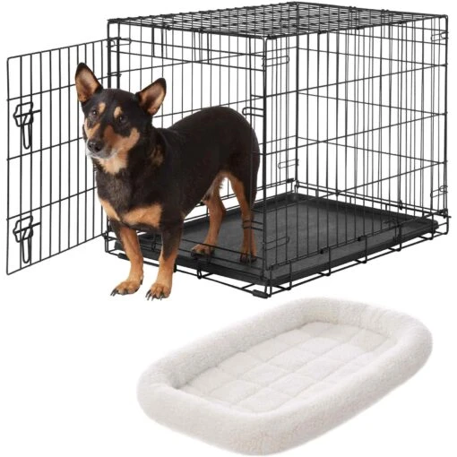 Frisco Heavy Duty Fold & Carry Single Door Collapsible Wire Dog Crate & Frisco Quilted Dog Crate Mat -Dog Supplies 255551 MAIN. AC SS1800 V1604096525