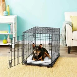 Frisco Heavy Duty Fold & Carry Single Door Collapsible Wire Dog Crate & Frisco Quilted Dog Crate Mat -Dog Supplies 255551 PT2. AC SS1800 V1604096511