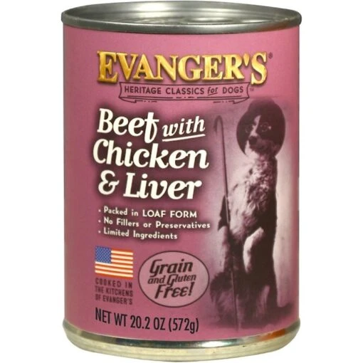 Evanger's Beef, Chicken, & Liver Grain-Free Wet Dog Food, 20.2-oz Can, Case Of 12 -Dog Supplies 263962 MAIN. AC SS1800 V1610768764