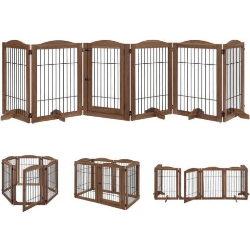 Unipaws 6 Panel Wire Dog Playpen Freestanding Pet Gate -Dog Supplies 264630 PT1. AC SS1800 V1659996541