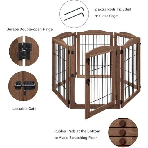 Unipaws 6 Panel Wire Dog Playpen Freestanding Pet Gate -Dog Supplies 264630 PT4. AC SS1800 V1659995578