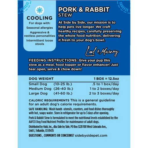 Side By Side Cooling Complete & Balanced Pork & Rabbit Stew Wet Dog Food, 12.5-oz Box -Dog Supplies 264980 PT1. AC SS1800 V1611091502