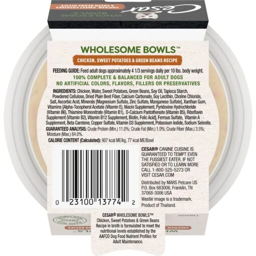 Cesar Wholesome Bowls Chicken, Sweet Potato & Green Beans Recipe Small Breed Adult Wet Dog Food -Dog Supplies 269185 PT1. AC SS1800 V1695653173