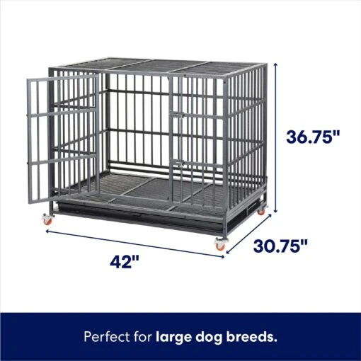 Frisco Ultimate Foldable & Stackable Heavy Duty Steel Metal Single Door Dog Crate -Dog Supplies 280395 PT1. AC SS1800 V1635514430