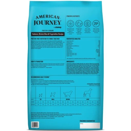 American Journey Protein & Grains Formula Salmon, Brown Rice & Vegetables Recipe Dry Dog Food & American Journey Stews Poultry & Beef Variety Pack Grain-Free Canned Dog Food, 12.5-oz Can -Dog Supplies 292584 PT2. AC SS1800 V1694612972