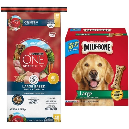 Purina ONE Natural Large Breed +Plus Formula Dry Dog Food & Milk-Bone Original Large Biscuit Dog Treats -Dog Supplies 293546 MAIN. AC SS1800 V1620081460