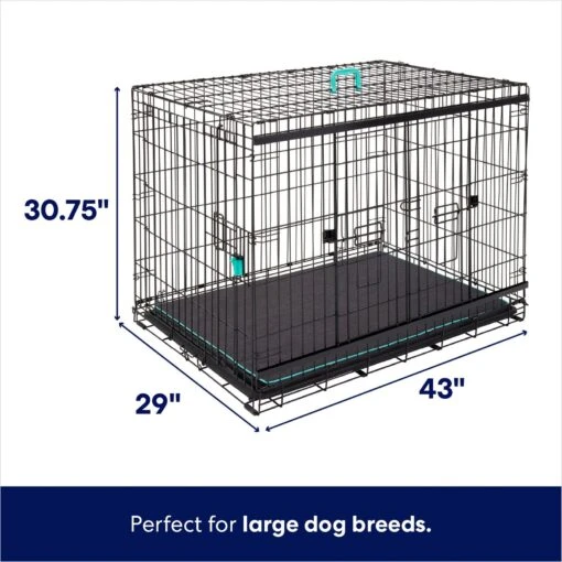 Frisco Heavy Duty Enhanced Lock Sliding Double Door Fold & Carry Wire Dog Crate & Mat Kit -Dog Supplies 297461 PT1. AC SS1800 V1633625193