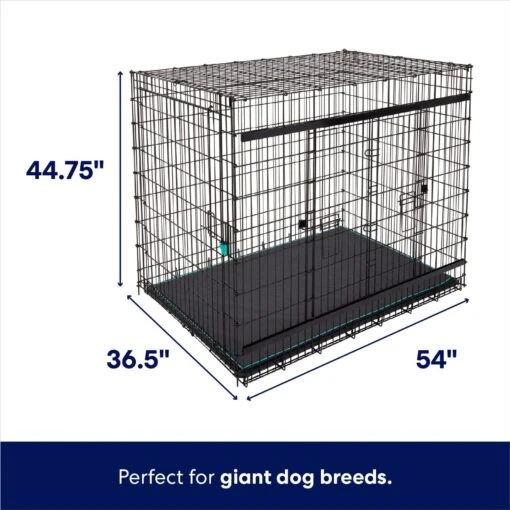 Frisco Heavy Duty Enhanced Lock Sliding Double Door Fold & Carry Wire Dog Crate & Mat Kit, 54 Inch -Dog Supplies 297463 PT1. AC SS1800 V1633625192