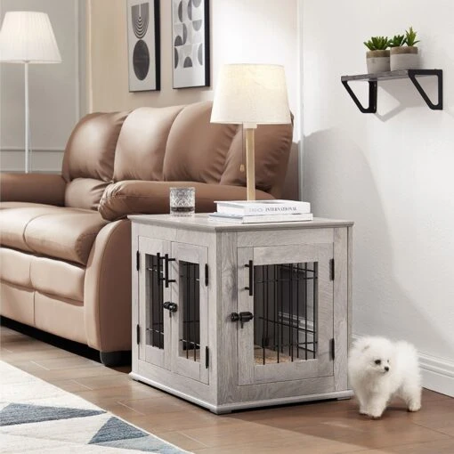 Unipaws Wooden Wire Dog Crate Furniture End Table -Dog Supplies 299112 PT1. AC SS1800 V1664533883