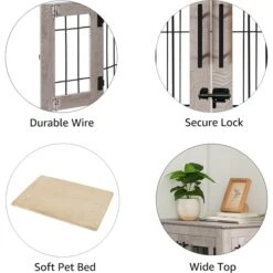 Unipaws Wooden Wire Dog Crate Furniture End Table -Dog Supplies 299112 PT5. AC SS1800 V1664533710