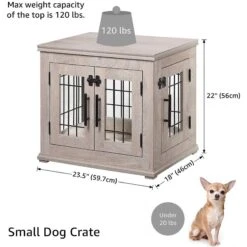 Unipaws Wooden Wire Dog Crate Furniture End Table -Dog Supplies 299112 PT7. AC SS1800 V1640272286