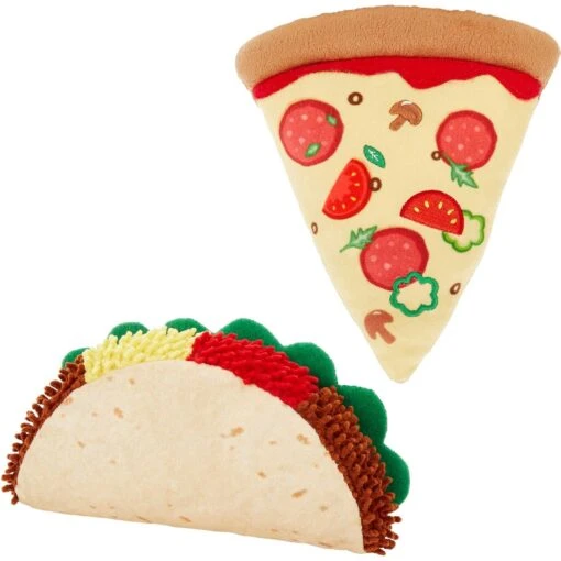 Frisco Pizza Slice Plush Squeaky Dog Toy & Frisco Taco Plush Squeaky Dog Toy -Dog Supplies 302494 MAIN. AC SS1800 V1623034356