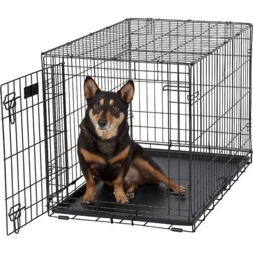 MidWest ICrate Fold & Carry Single Door Collapsible Wire Dog Crate & MidWest Quiet Time Ombre Swirl Dog Crate Mat -Dog Supplies 302930 PT1. AC SS1800 V1623061946