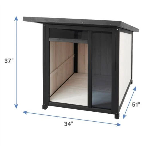 Frisco Modern Wooden Outdoor Dog House, White -Dog Supplies 304038 PT1. AC SS1800 V1641496159