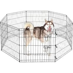 Pet Adobe 8-Panel Folding Metal Dog & Cat Playpen & Door -Dog Supplies 315027 PT3. AC SS1800 V1626385271