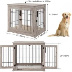 Unipaws Wooden Wire Furniture End Table Dog Crate -Dog Supplies 316166 PT4. AC SS1800 V1664534100