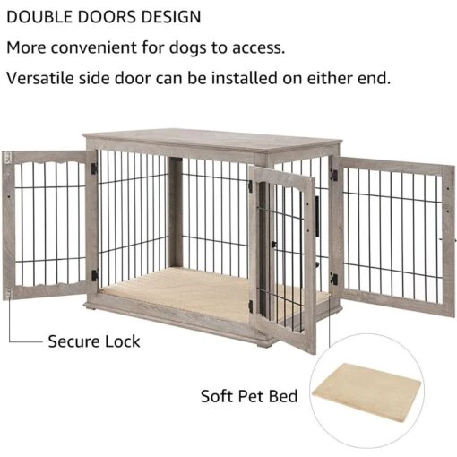 Unipaws Wooden Wire Furniture End Table Dog Crate -Dog Supplies 316166 PT5. AC SS1800 V1664533646