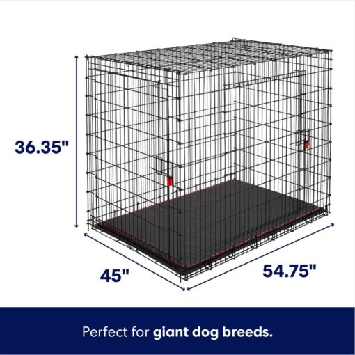 Frisco XX-Large Heavy Duty Enhanced Lock Double Door Wire Dog Crate, Fold & Carry Wire Dog Crate & Mat Kit, 54" -Dog Supplies 318116 PT1. AC SS1800 V1634591594