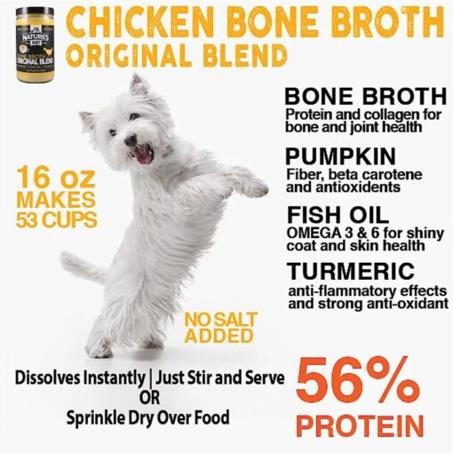 Nature's Diet Original Blend Chicken Bone Broth Dry Dog & Cat Food Topping, 16-oz Jar -Dog Supplies 318137 PT2. AC SS1800 V1628803348