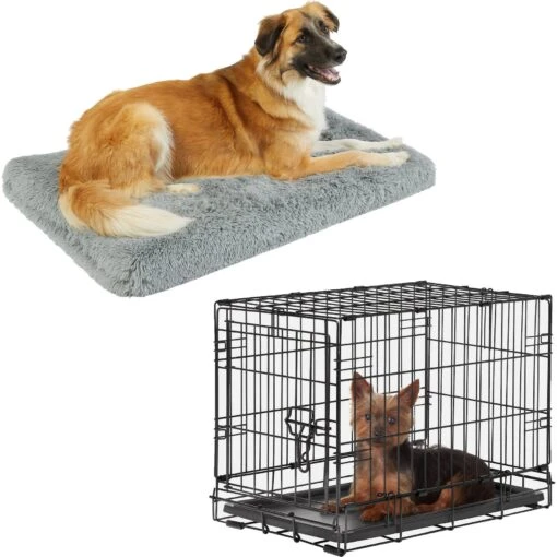 Frisco Eyelash Orthopedic Dog Crate Mat & Frisco Fold & Carry Single Door Collapsible Wire Dog Crate -Dog Supplies 319010 MAIN. AC SS1800 V1631628102