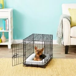 Frisco Eyelash Orthopedic Dog Crate Mat & Frisco Fold & Carry Single Door Collapsible Wire Dog Crate -Dog Supplies 319010 PT8. AC SS1800 V1631628689