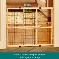 MyPet Wire Mesh Dog Gate, 42-in, Wood -Dog Supplies 319739 PT2. AC SS1800 V1667333251