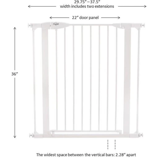 MyPet Tall Happy Tails Walk Thru Dog Gate, 36-in, White -Dog Supplies 319741 PT7. AC SS1800 V1664832465