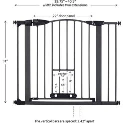 MyPet Wide Deco EasyPass Pet Gate, 30" High - Graphite -Dog Supplies 319743 PT6. AC SS1800 V1638492126