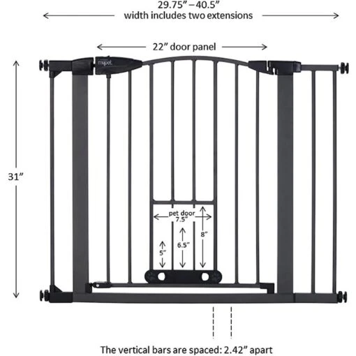 MyPet Wide Deco EasyPass Pet Gate, 30" High - Graphite -Dog Supplies 319743 PT6. AC SS1800 V1638492126